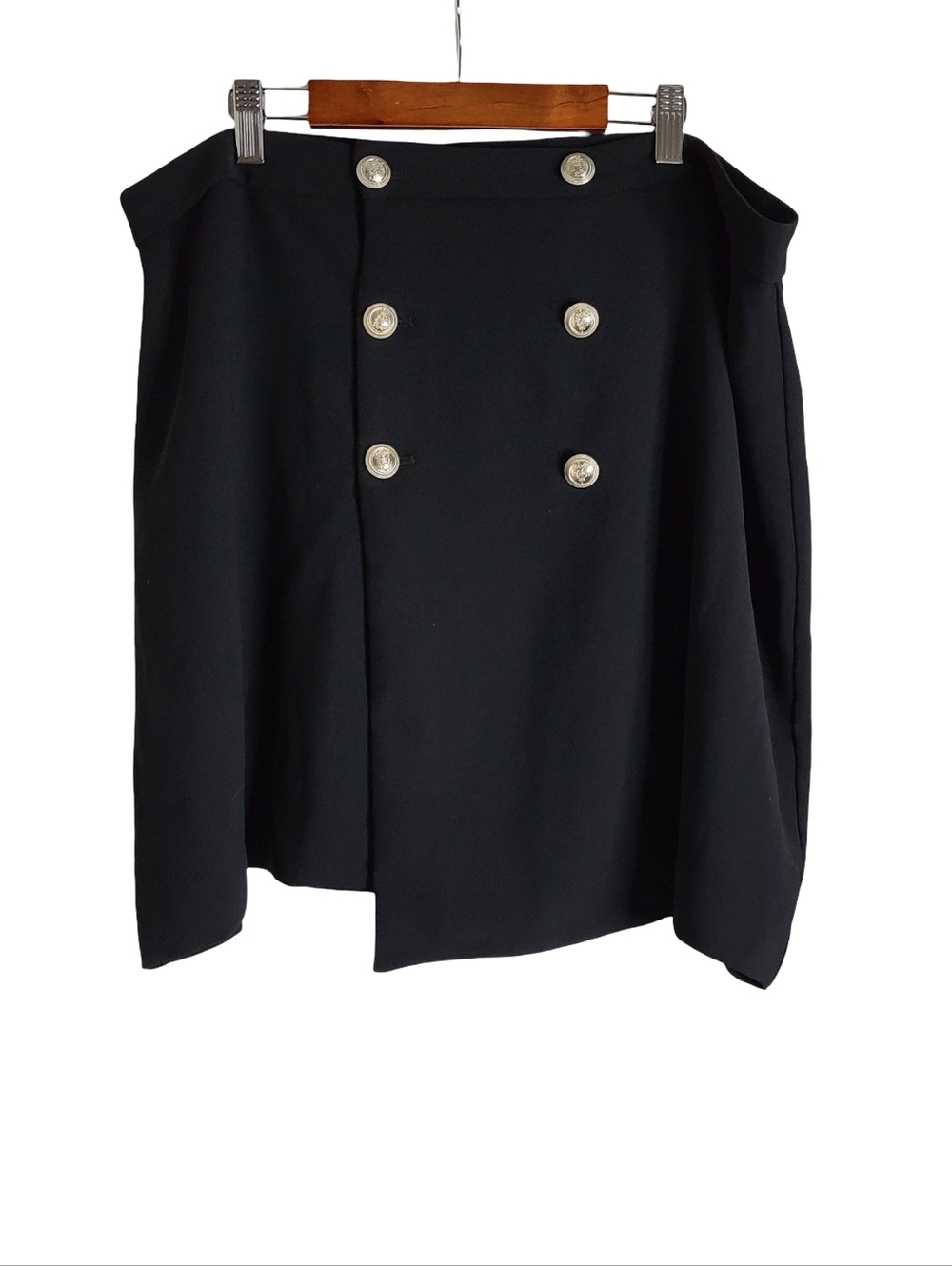 Forever 21 Black Asymmetrical Skirt with Silver Buttons
